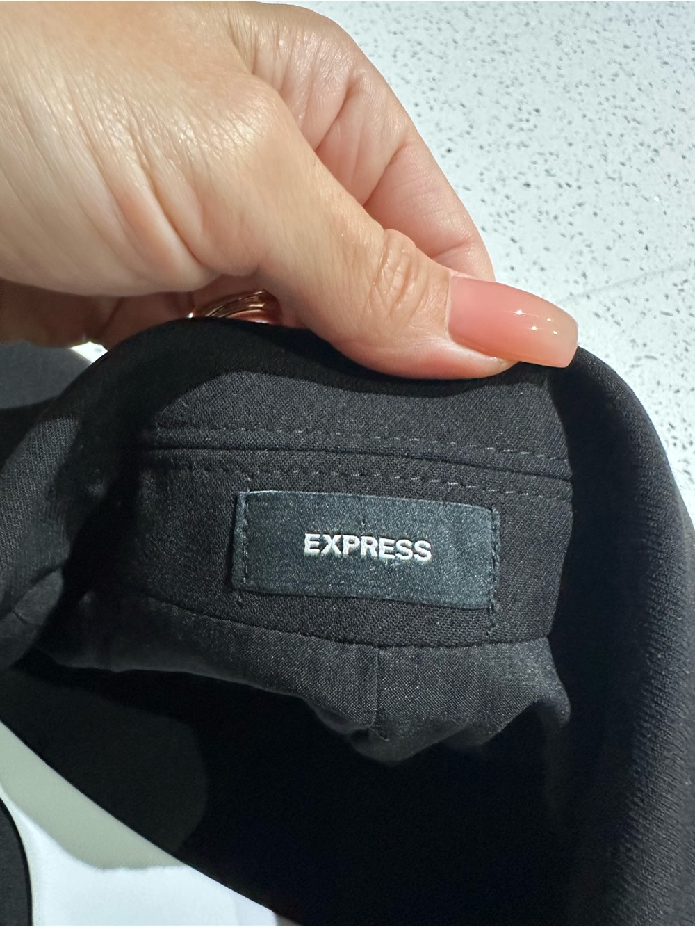 Express Black Cropped Blazer with Dark Blue Denim Hem - Picture 2 of 3